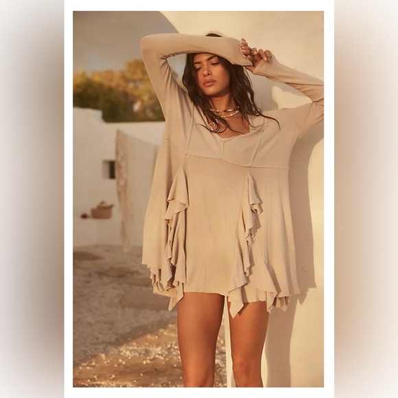 Free People FP Beach Palm Tunic Mini Dress in Storm Cloud NWOT - Picture 7 of 10